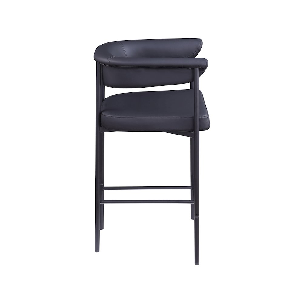 Malin Black Vegan Leather Counter Stool, Set of 2. Picture 3