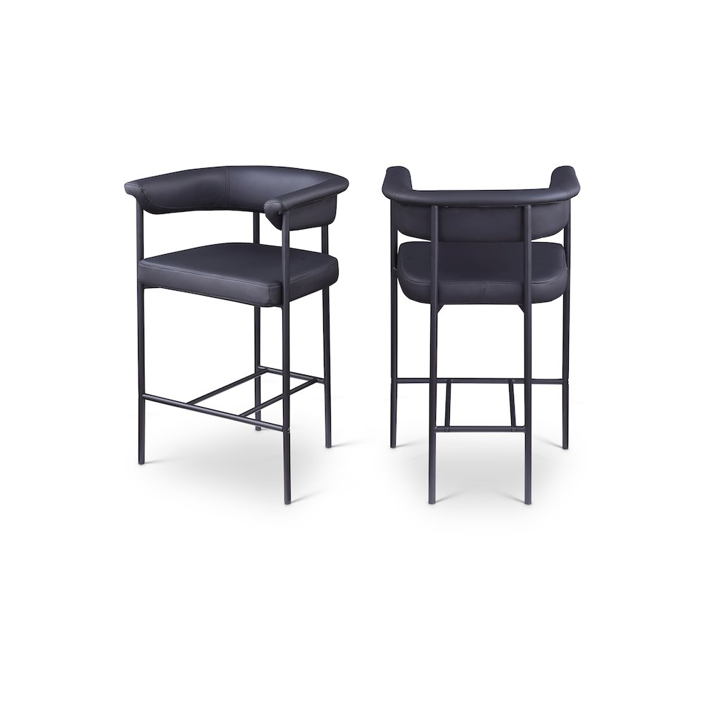Malin Black Vegan Leather Counter Stool, Set of 2. Picture 1