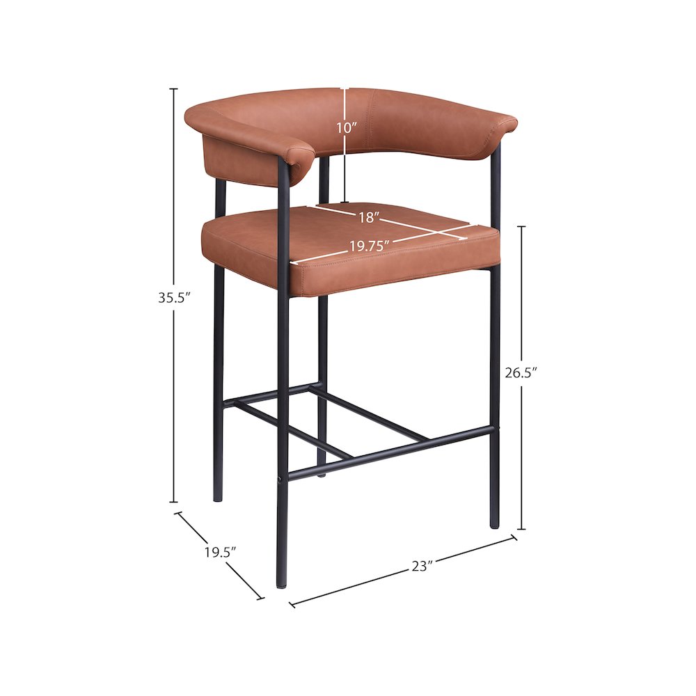 Malin Cognac Vegan Leather Counter Stool, Set of 2. Picture 7