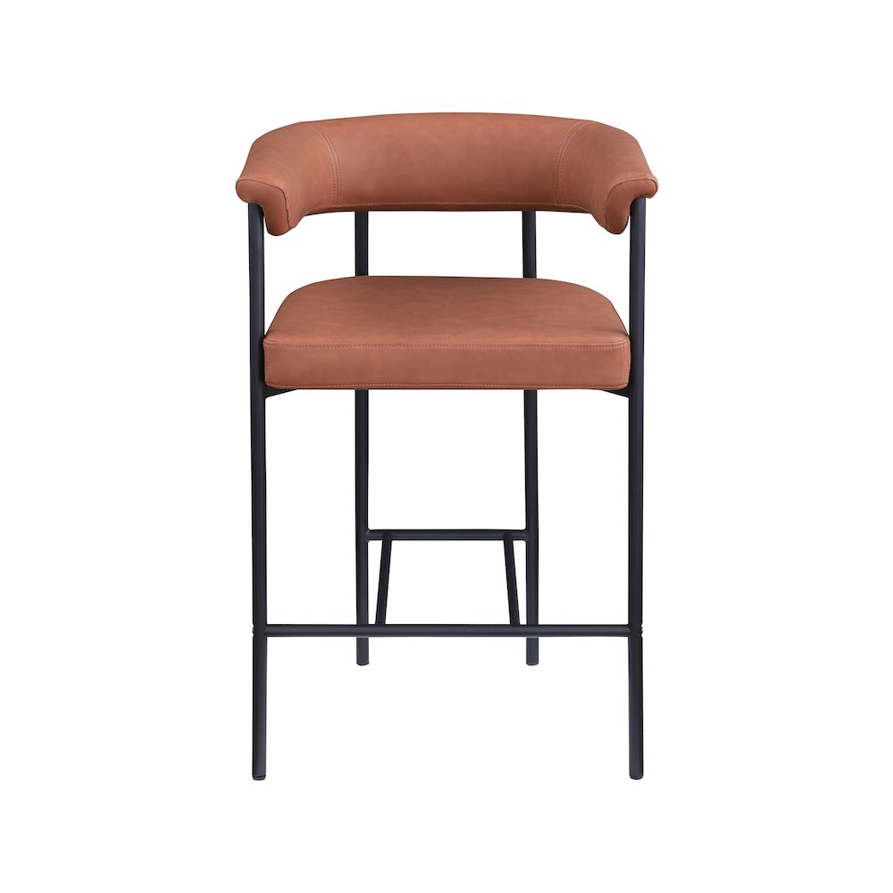 Malin Cognac Vegan Leather Counter Stool, Set of 2. Picture 2