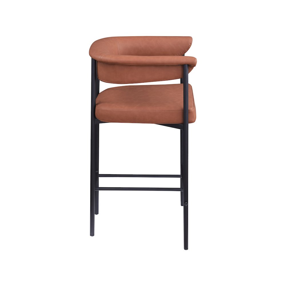 Malin Cognac Vegan Leather Counter Stool, Set of 2. Picture 3