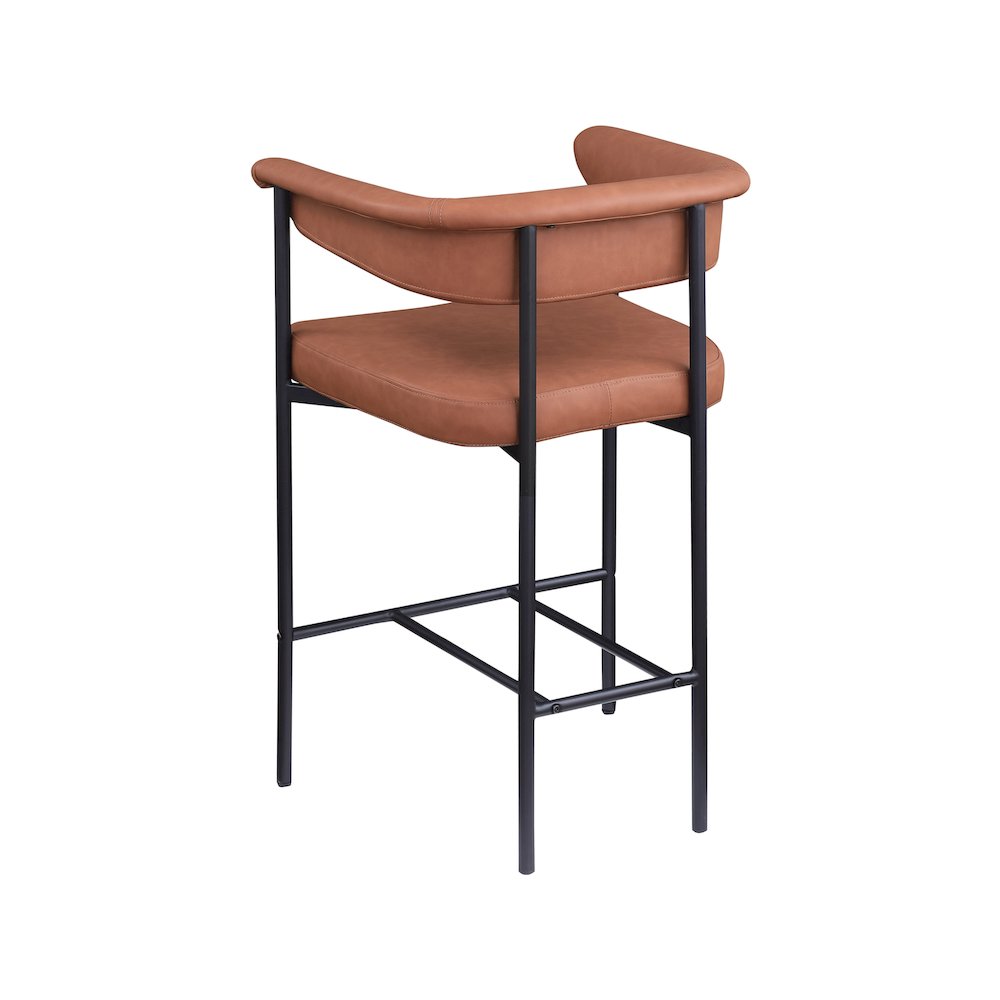 Malin Cognac Vegan Leather Counter Stool, Set of 2. Picture 5