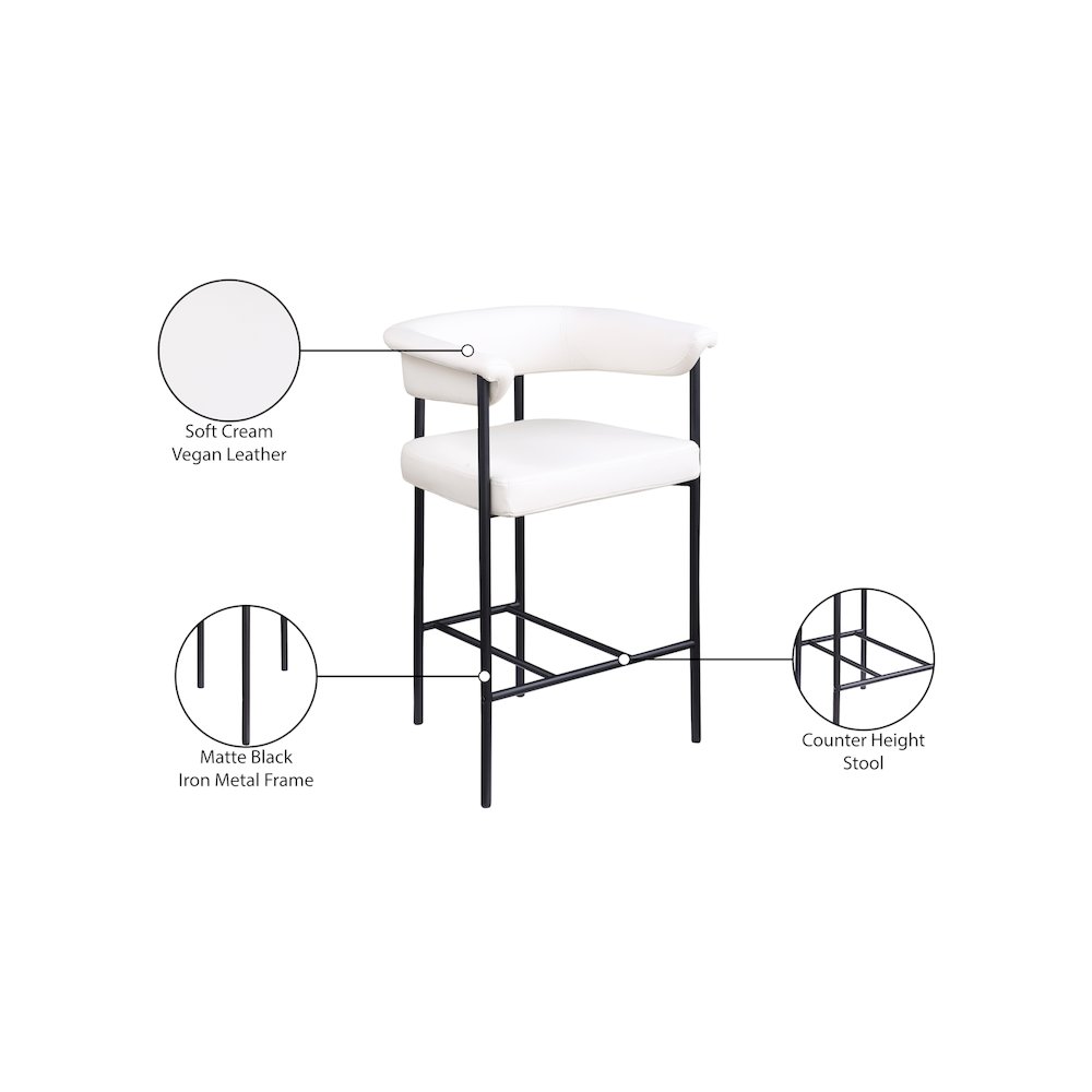Malin Cream Vegan Leather Counter Stool, Set of 2. Picture 8
