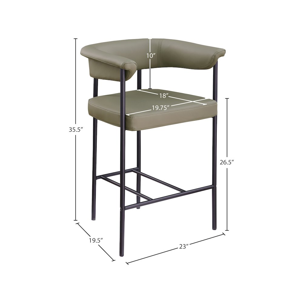 Malin Olive Vegan Leather Counter Stool, Set of 2. Picture 7