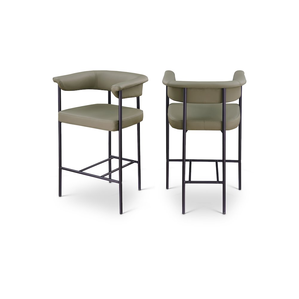 Malin Olive Vegan Leather Counter Stool, Set of 2. Picture 1