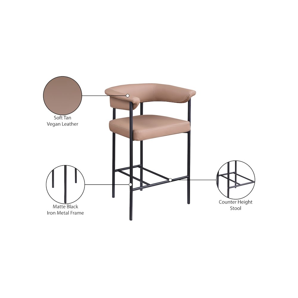 Malin Tan Vegan Leather Counter Stool, Set of 2. Picture 8
