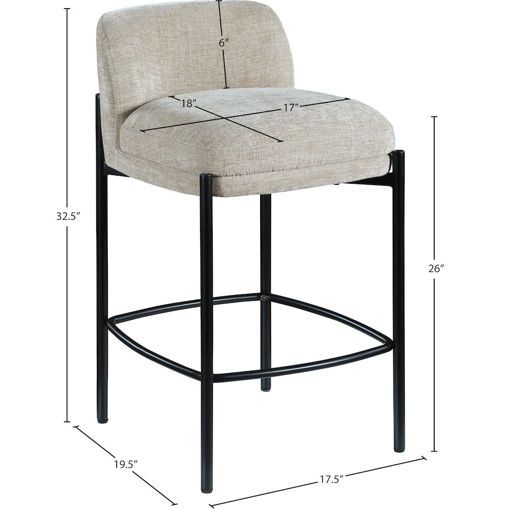 Burton Beige Chenille Fabric Stool, Set of 2. Picture 7
