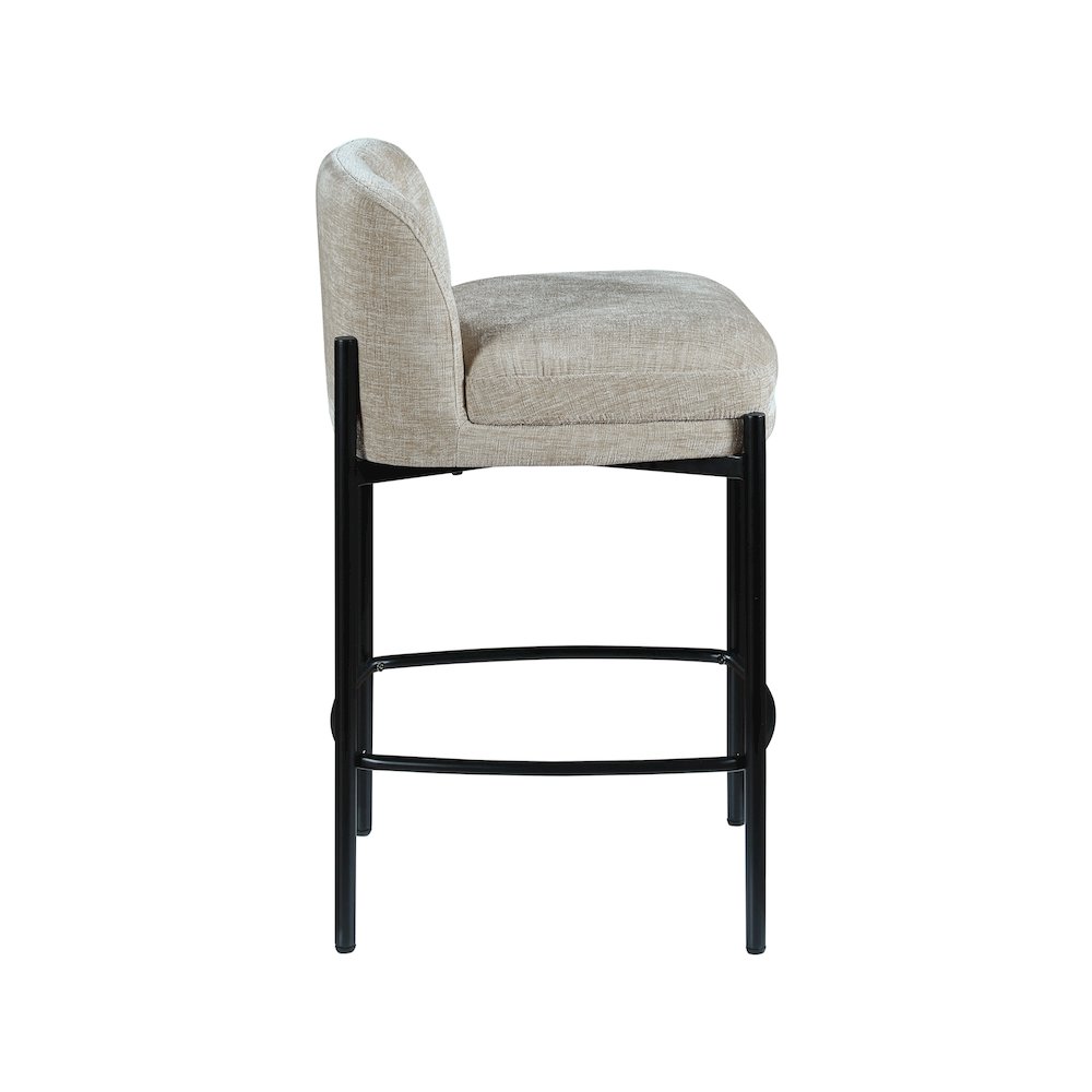 Burton Beige Chenille Fabric Stool, Set of 2. Picture 4