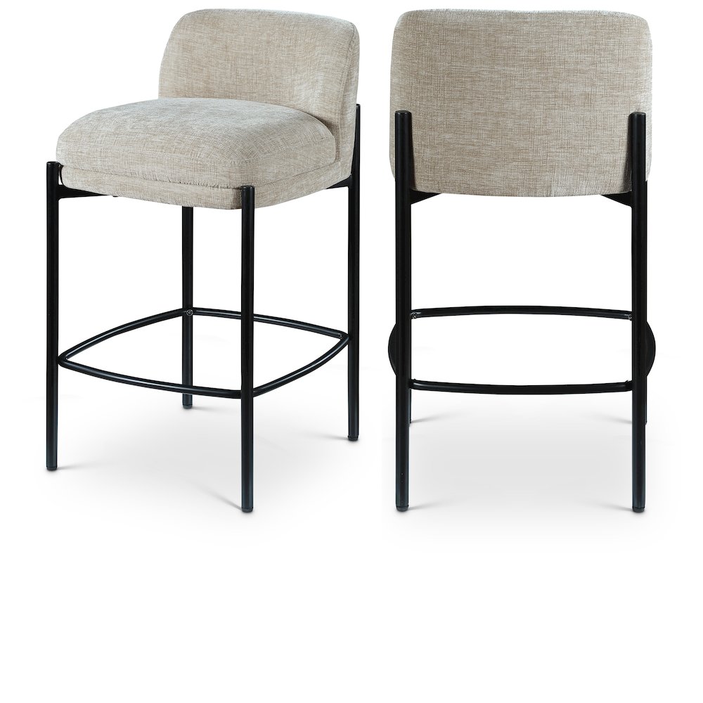 Burton Beige Chenille Fabric Stool, Set of 2. Picture 1