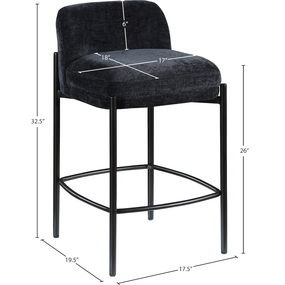 Burton Black Chenille Fabric Stool, Set of 2. Picture 7