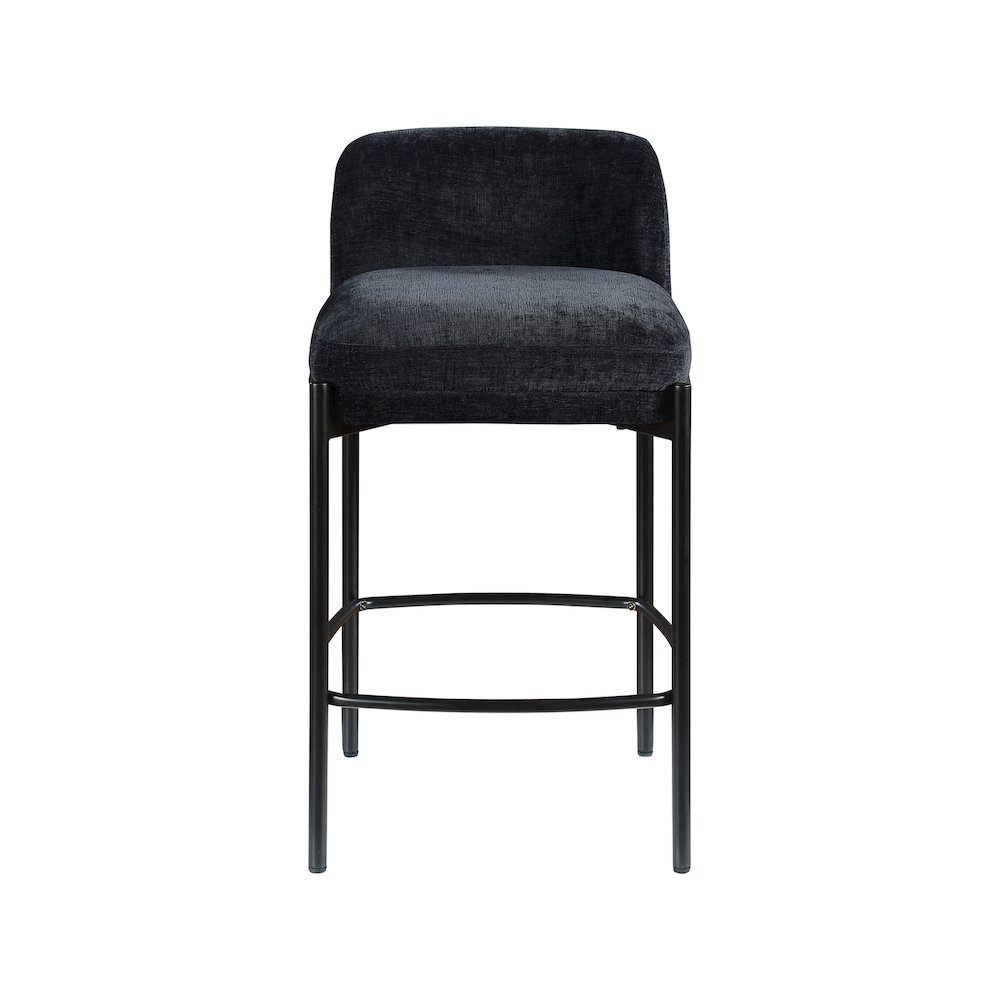 Burton Black Chenille Fabric Stool, Set of 2. Picture 3
