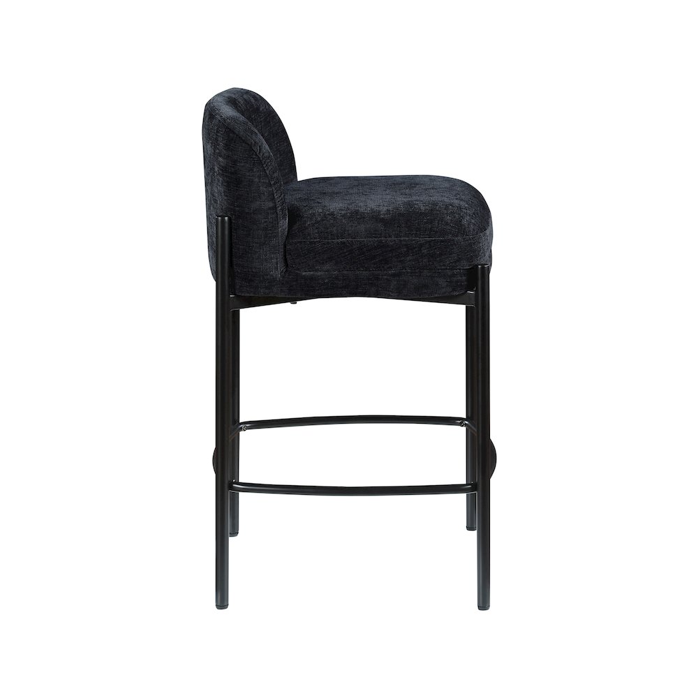 Burton Black Chenille Fabric Stool, Set of 2. Picture 4