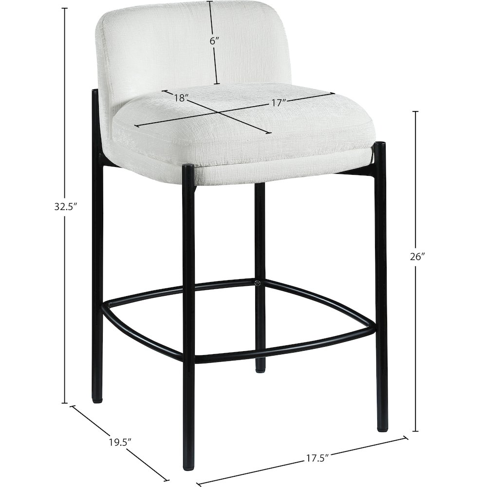 Burton Cream Chenille Fabric Stool, Set of 2. Picture 7