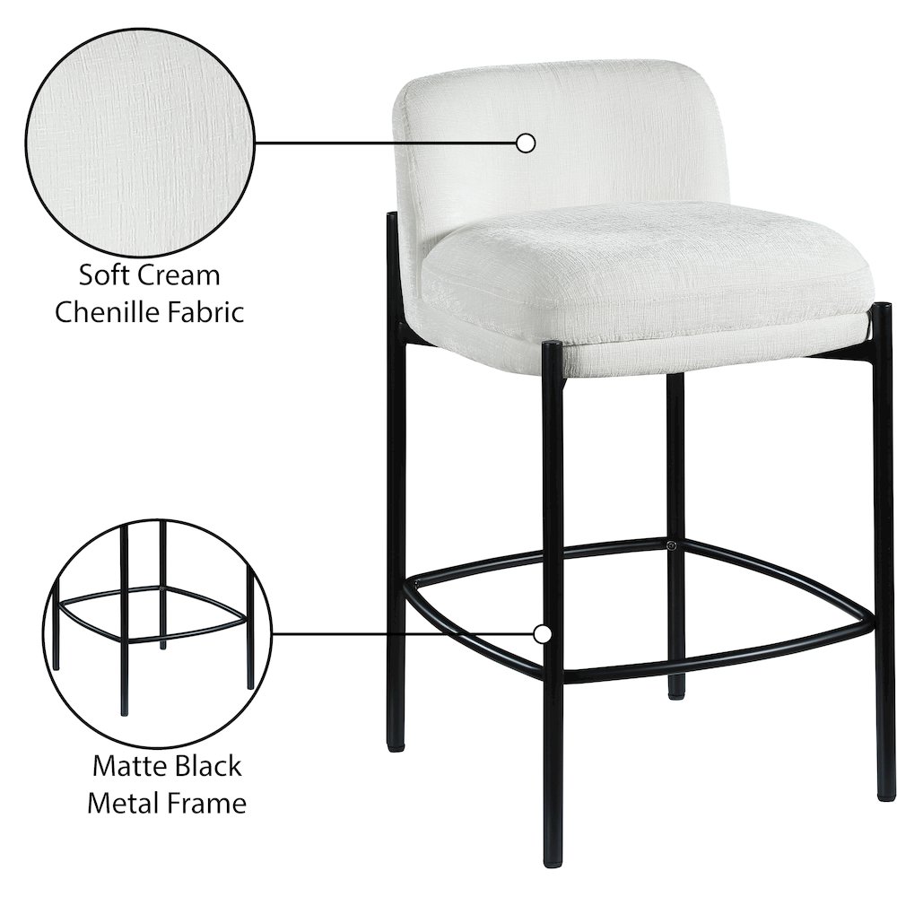 Burton Cream Chenille Fabric Stool, Set of 2. Picture 8