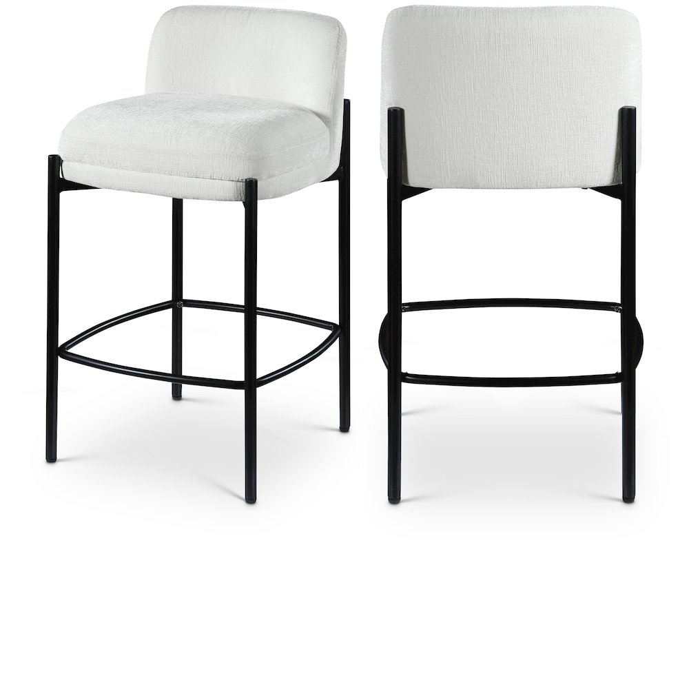 Burton Cream Chenille Fabric Stool, Set of 2. Picture 1
