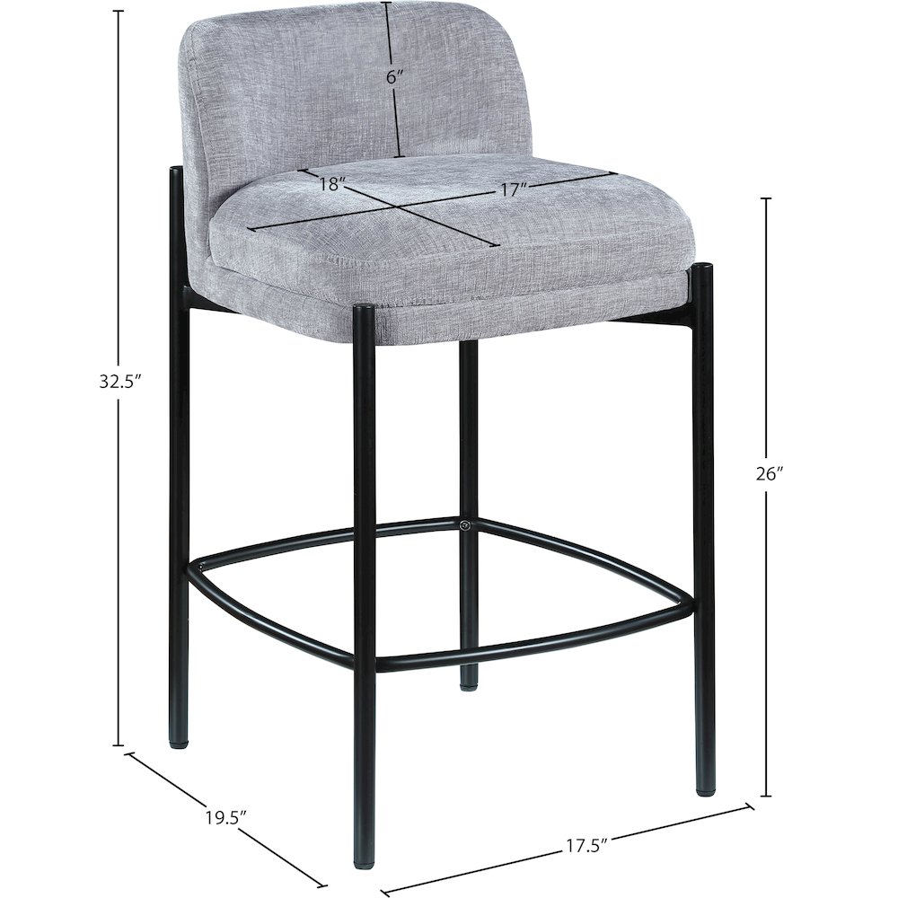 Burton Grey Chenille Fabric Stool, Set of 2. Picture 7
