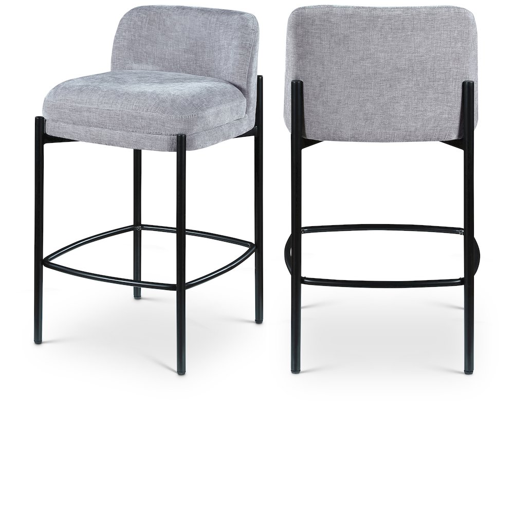 Burton Grey Chenille Fabric Stool, Set of 2. Picture 1