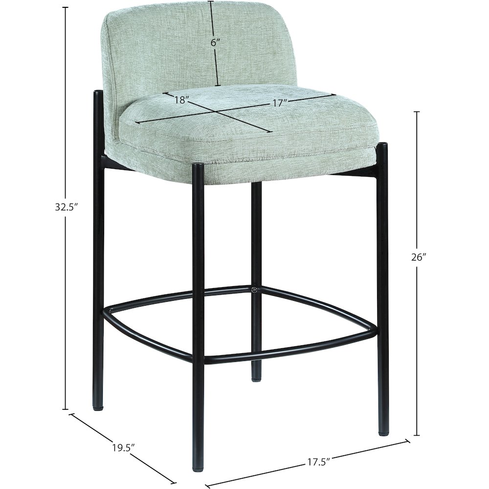 Burton Mint Chenille Fabric Stool, Set of 2. Picture 7