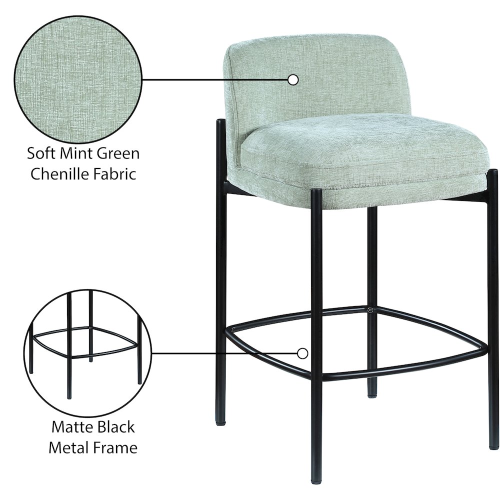 Burton Mint Chenille Fabric Stool, Set of 2. Picture 8