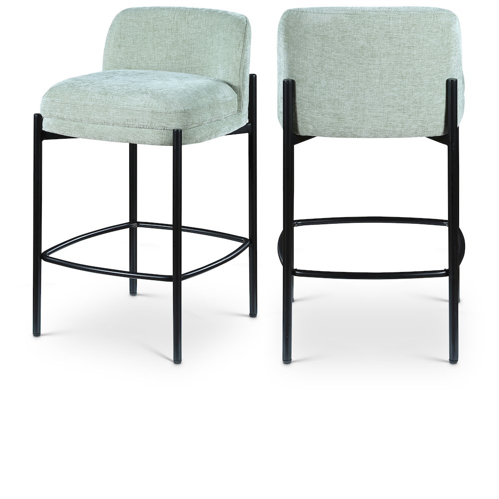 Burton Mint Chenille Fabric Stool, Set of 2. Picture 1