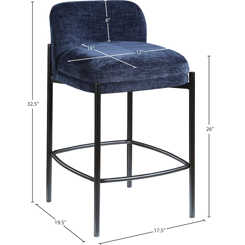 Burton Navy Chenille Fabric Stool, Set of 2. Picture 7