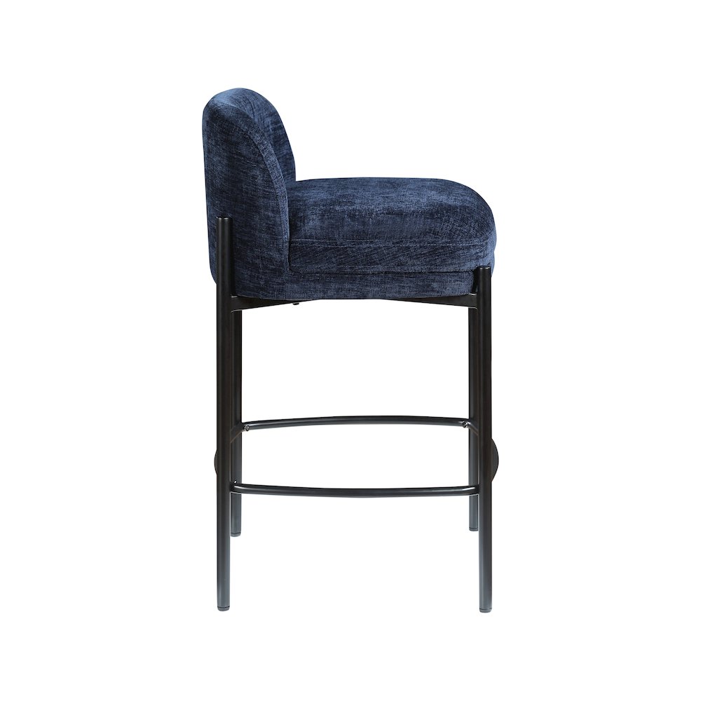 Burton Navy Chenille Fabric Stool, Set of 2. Picture 4