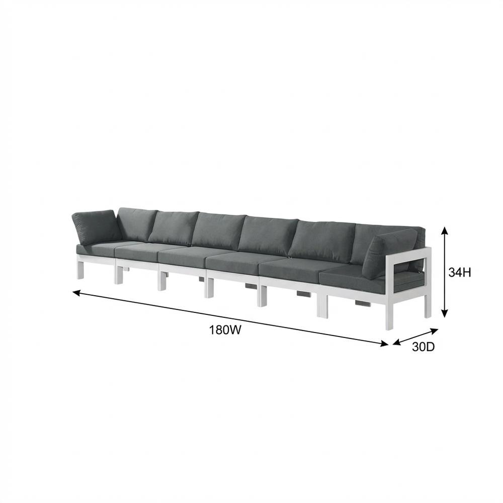 Gray Fabric Outdoor Modular Sofa With Contemporary Style And Cushioned Seating. Picture 7