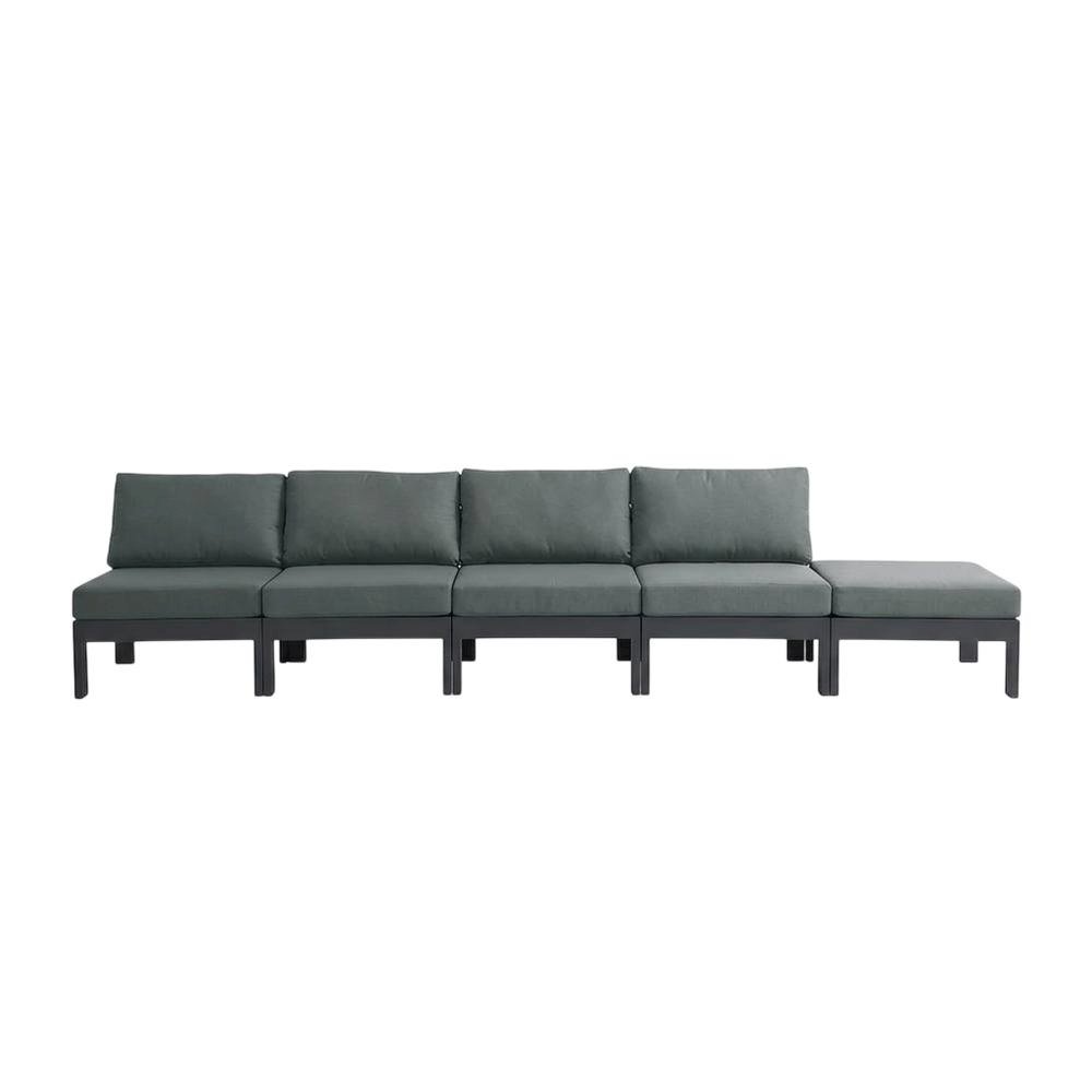 Gray Fabric Outdoor Modular Sofa With Contemporary Style And Cushioned Seating. Picture 4