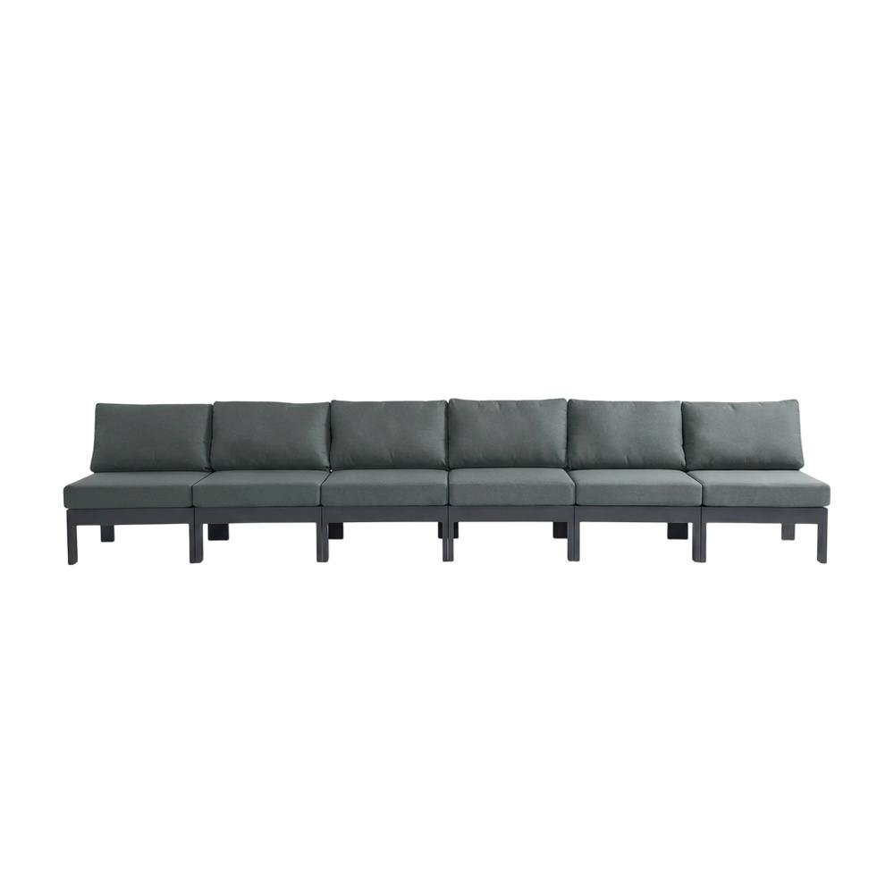 Gray Fabric Outdoor Modular Sofa With Contemporary Style And Cushioned Seating. Picture 4