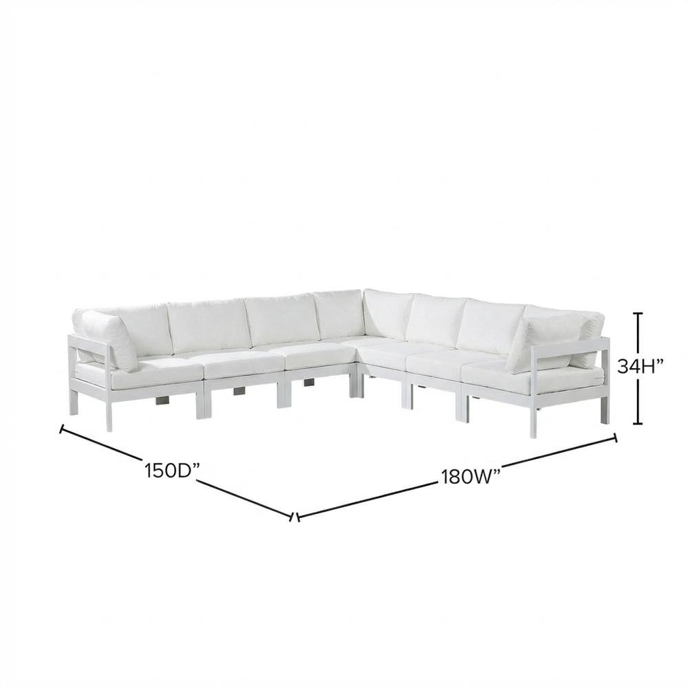 White Fabric Outdoor Patio Modular Sectional For Contemporary Lounge Comfort. Picture 7