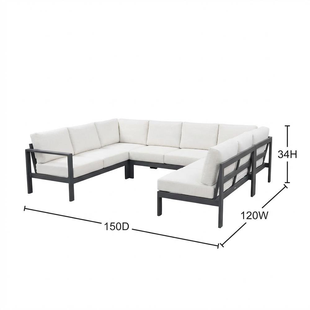 White Fabric Outdoor Modular Sectional With Contemporary Style. Picture 7