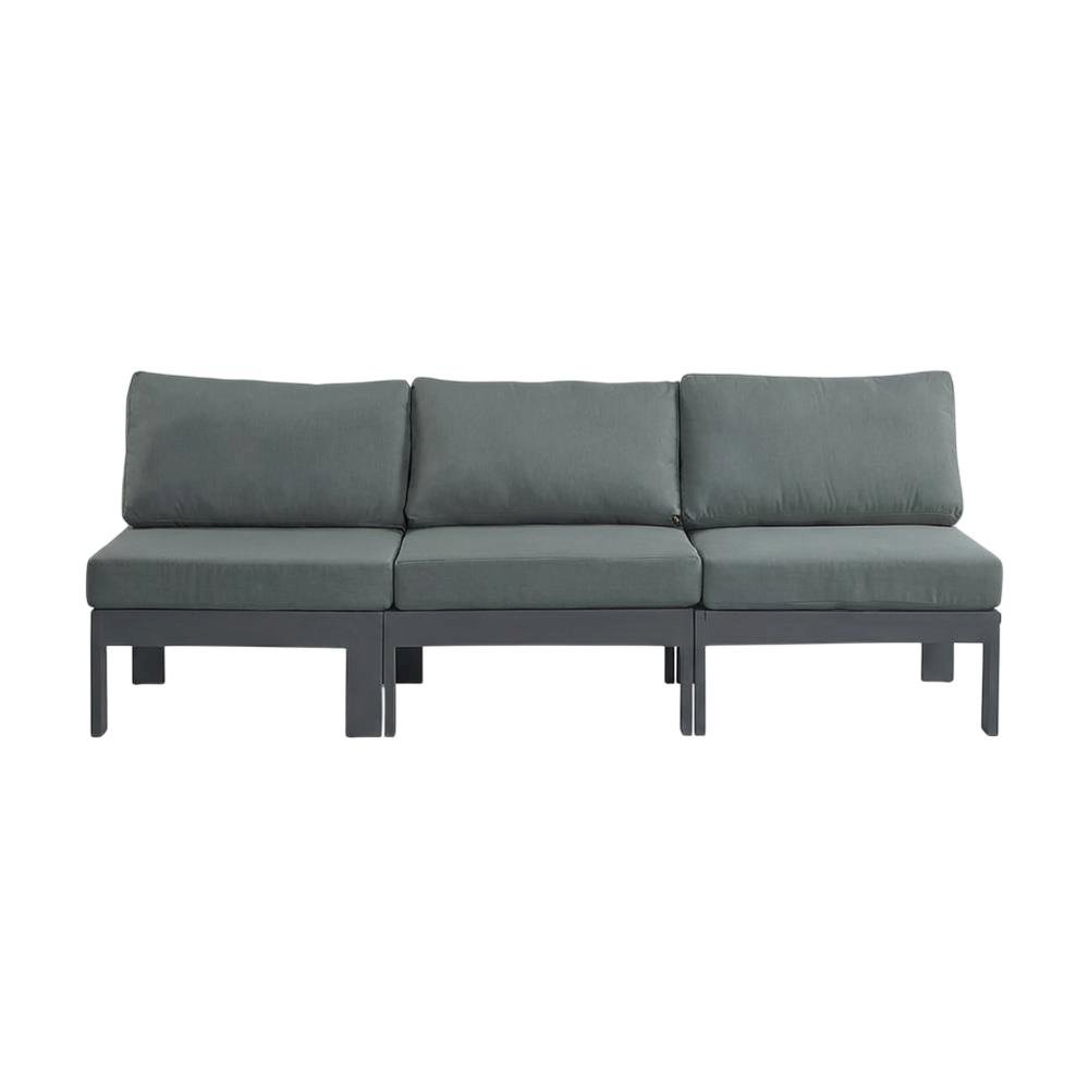 Gray Fabric Outdoor Patio Modular Sofa, Contemporary Style, Cushioned Seating. Picture 4