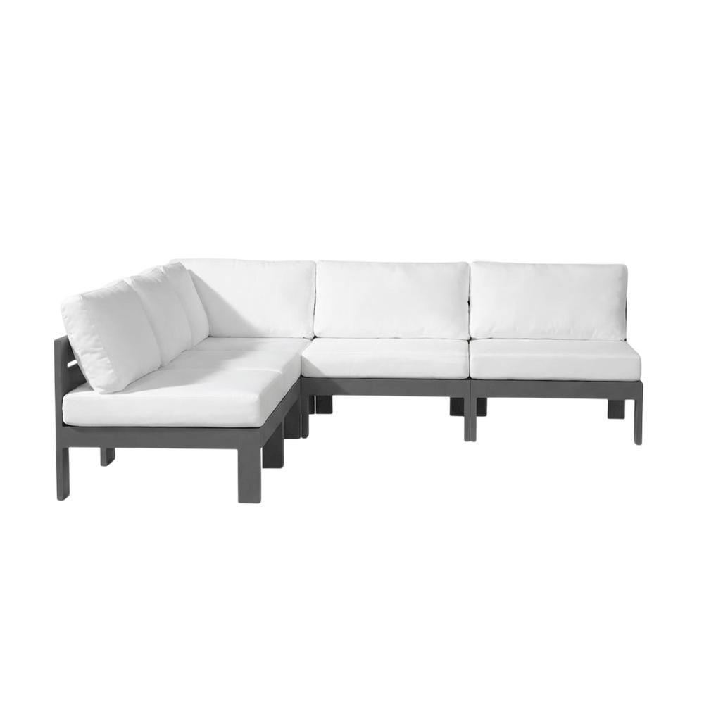 White Fabric Outdoor Modular Sectional With Contemporary Style For Patio. Picture 4