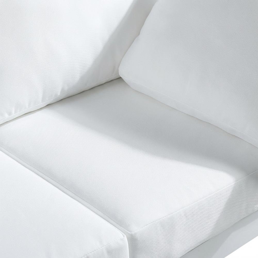 White Fabric Outdoor Patio Modular Sofa, Contemporary Style, Cushioned Seating. Picture 5