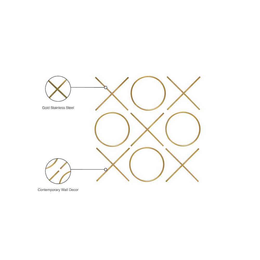 XOXO Gold Stainless Steel Wall Decor. Picture 7