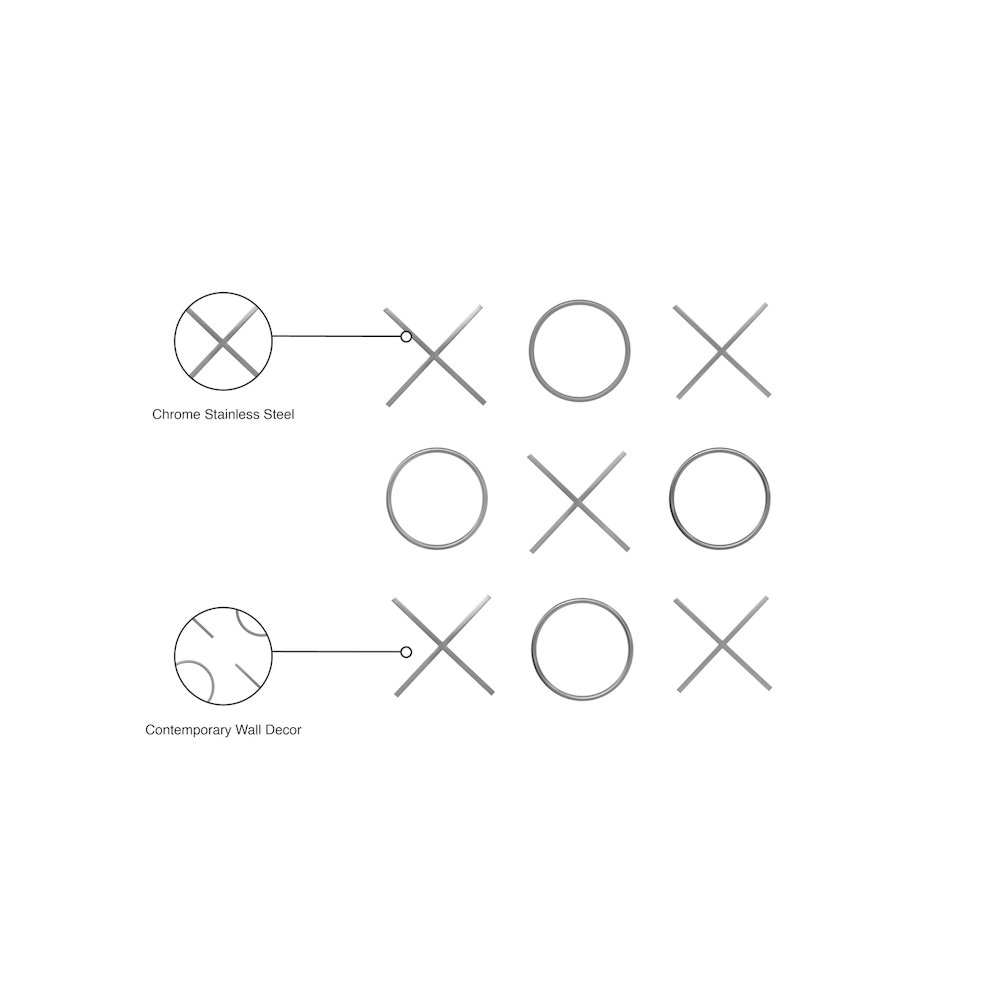 XOXO Chrome Stainless Steel Wall Decor. Picture 7