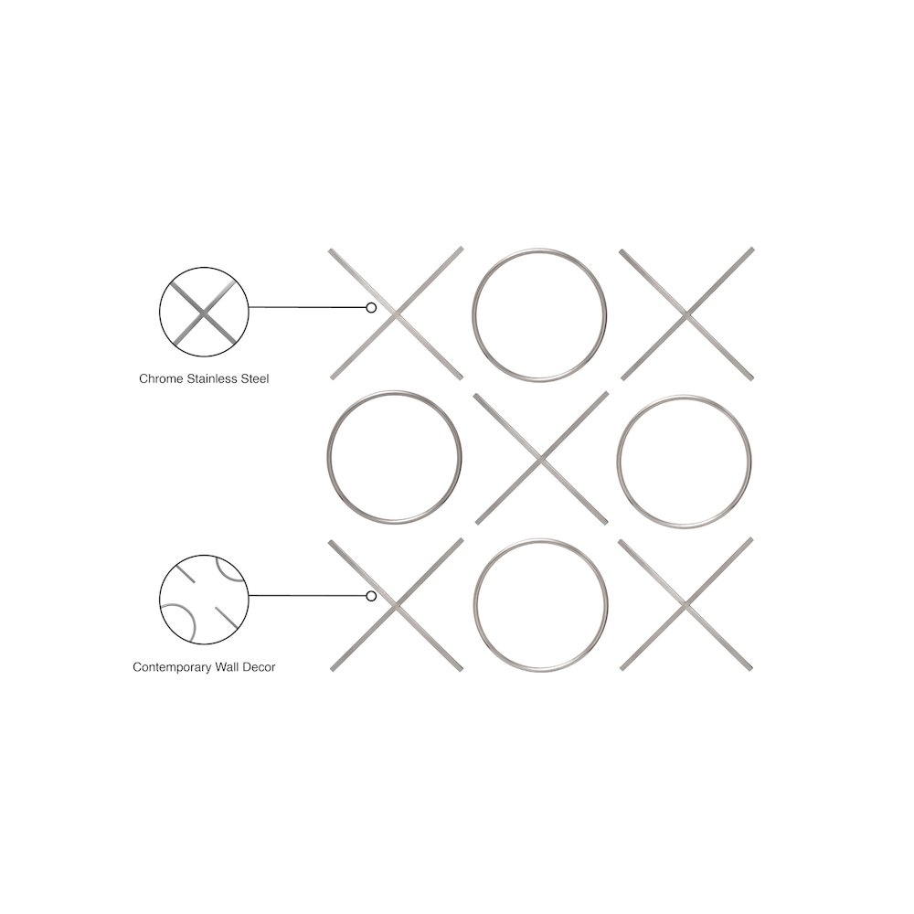 XOXO Chrome Stainless Steel Wall Decor. Picture 7