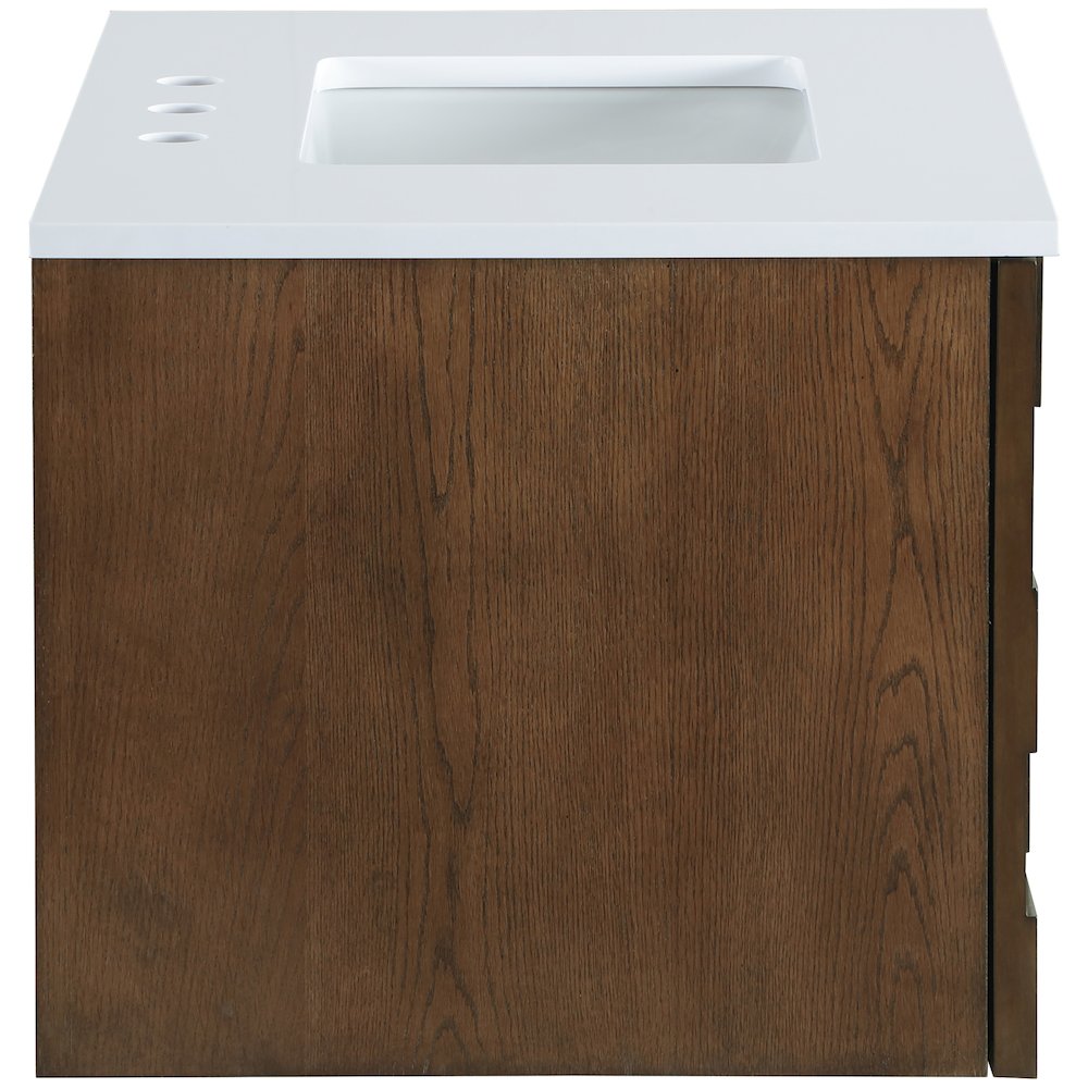 Leonardo 30" Brown Engineered Stone And Solid Wood Wall Mounted Bathroom Vanity. Picture 8