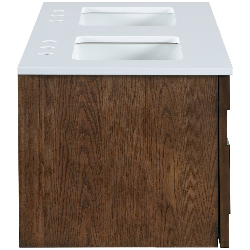 Leonardo 48" Brown Engineered Stone And Solid Wood Wall Mounted Bathroom Vanity. Picture 8