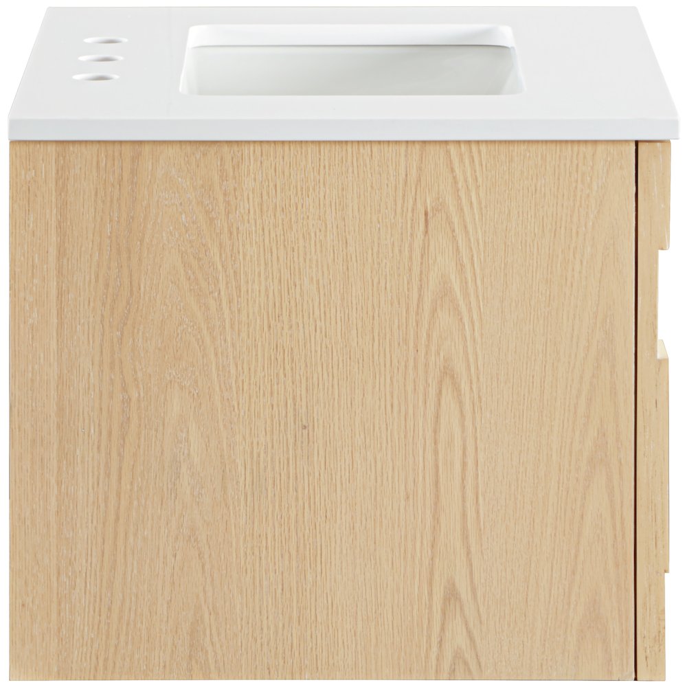 Leonardo 24" Natural Engineered Stone And Wood Wall Mounted Bathroom Vanity. Picture 8