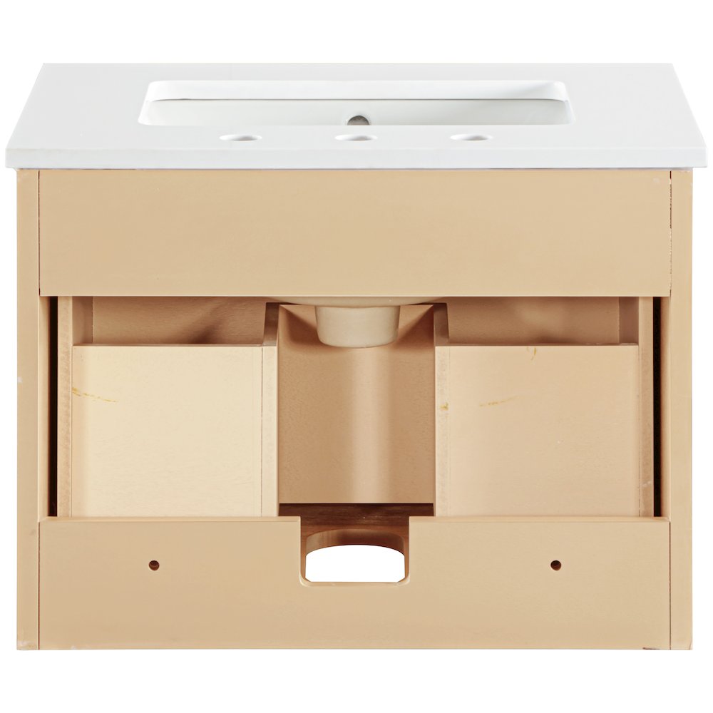 Leonardo 24" Natural Engineered Stone And Wood Wall Mounted Bathroom Vanity. Picture 3