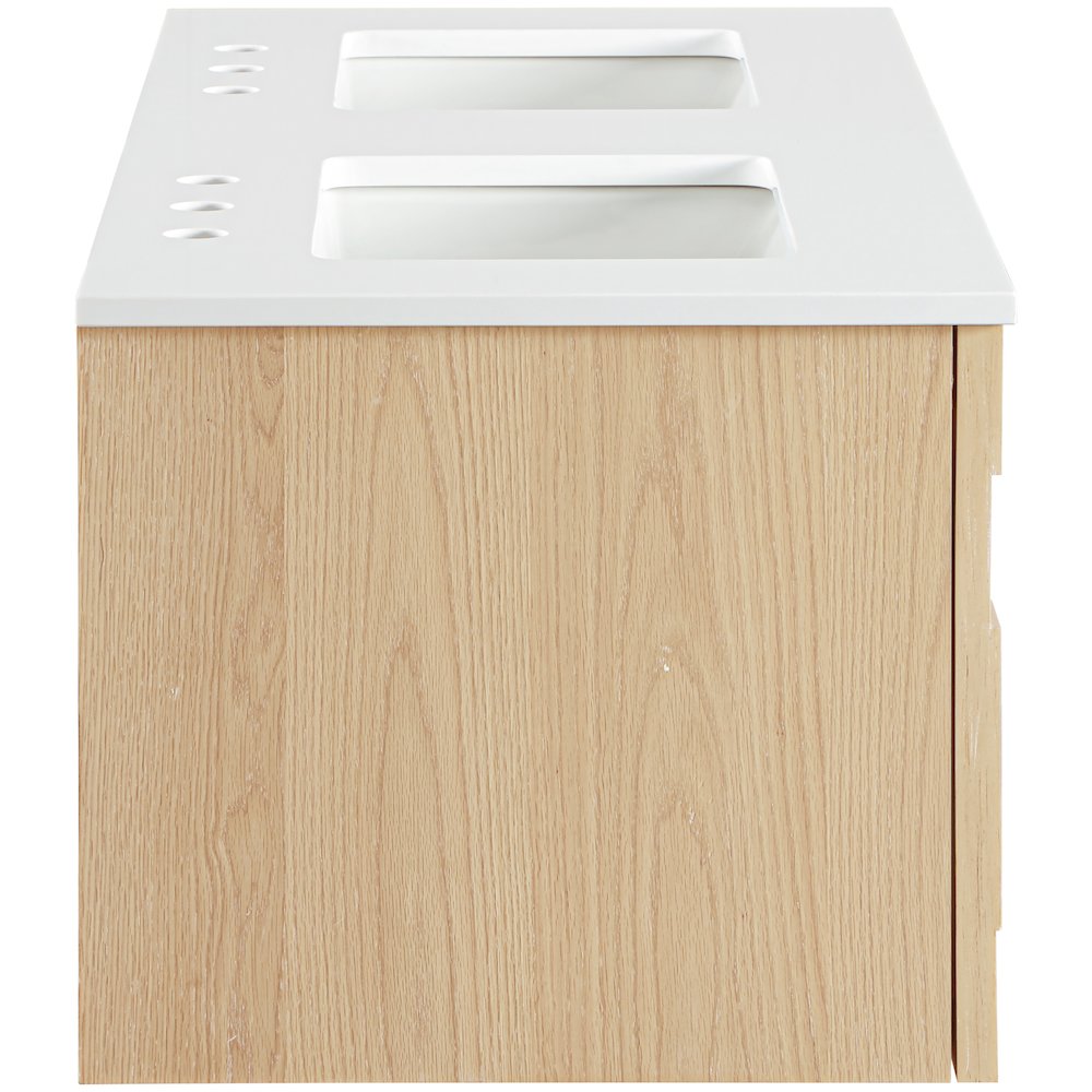 Leonardo 48" Natural Engineered Stone And Wood Wall Mounted Bathroom Vanity. Picture 8