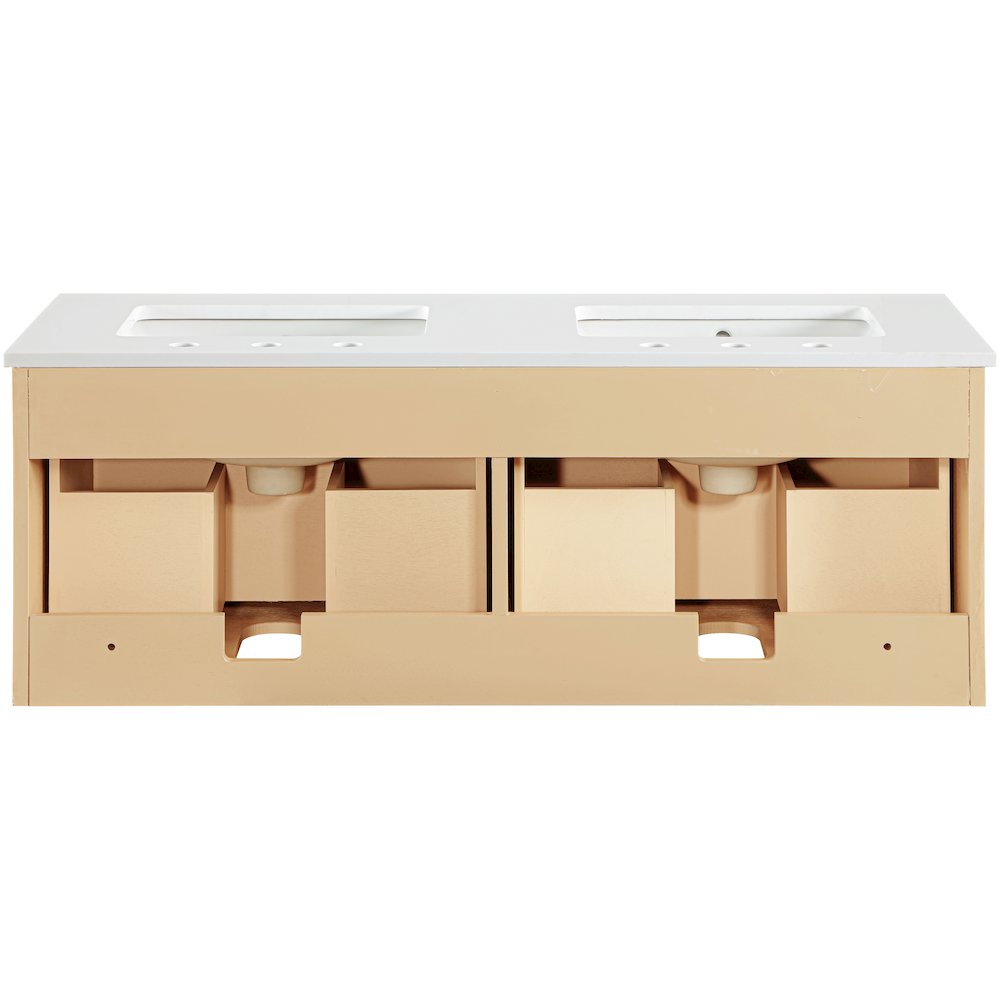 Leonardo 48" Natural Engineered Stone And Wood Wall Mounted Bathroom Vanity. Picture 3