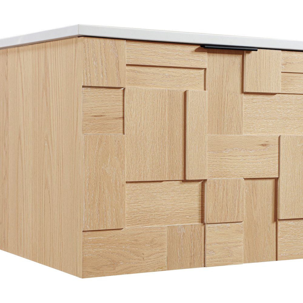 Leonardo 48" Natural Engineered Stone And Wood Wall Mounted Bathroom Vanity. Picture 9