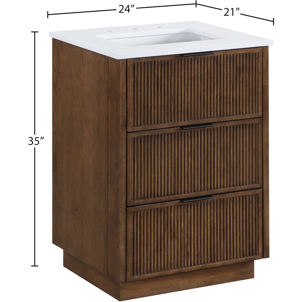 Willard 24" Brown Engineered Stone And Solid Wood Bathroom Vanity. Picture 12