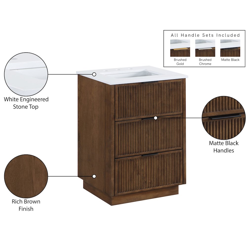 Willard 24" Brown Engineered Stone And Solid Wood Bathroom Vanity. Picture 13