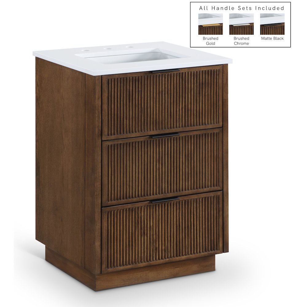 Willard 24" Brown Engineered Stone And Solid Wood Bathroom Vanity. Picture 1