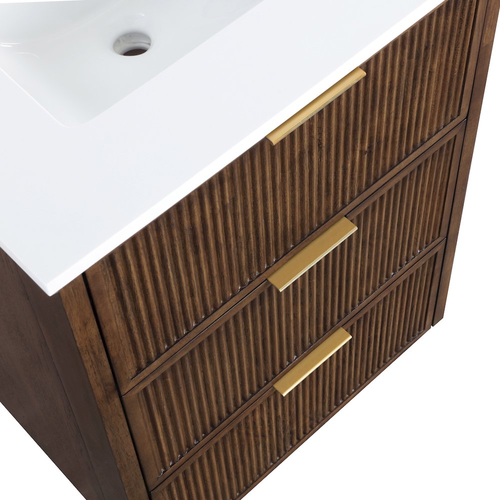 Willard 24" Brown Engineered Stone And Solid Wood Bathroom Vanity. Picture 11