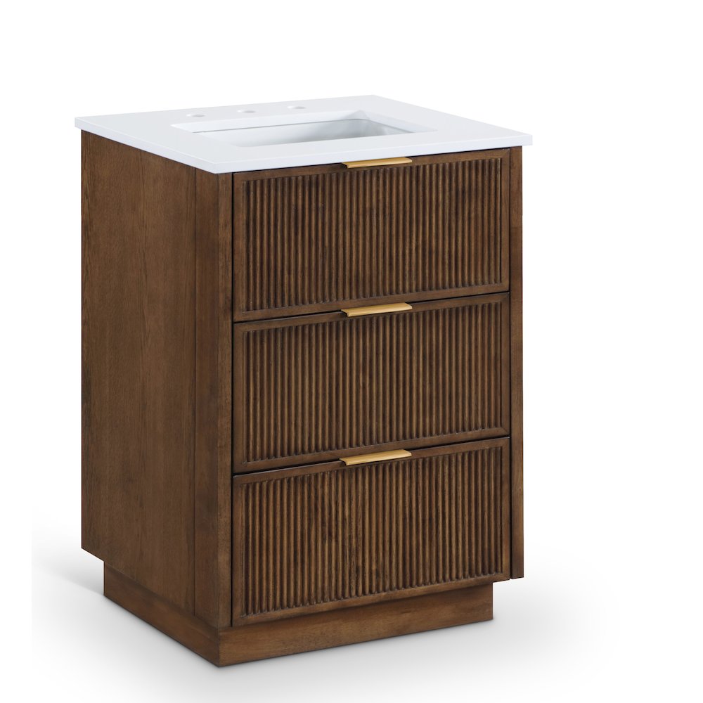Willard 24" Brown Engineered Stone And Solid Wood Bathroom Vanity. Picture 2