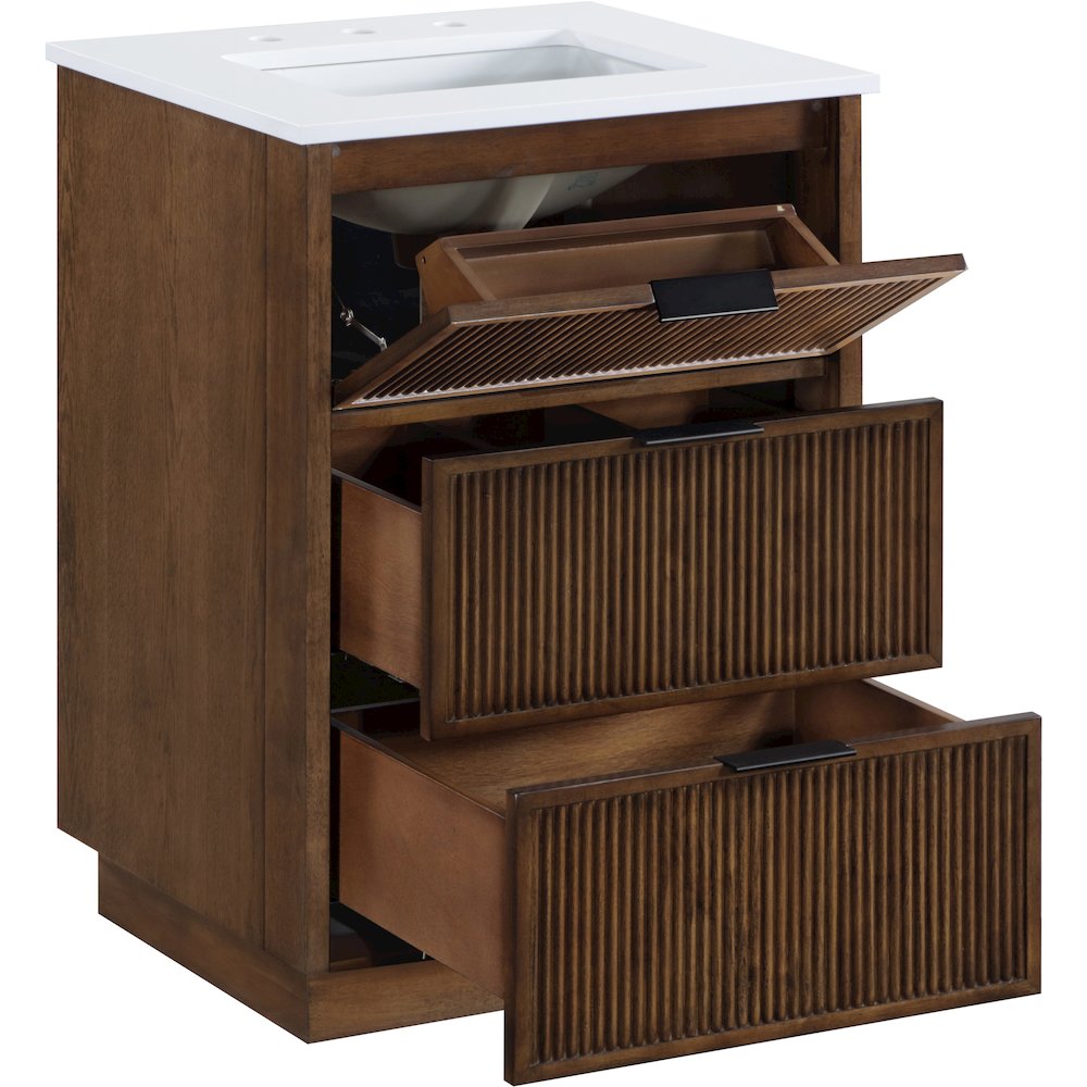 Willard 24" Brown Engineered Stone And Solid Wood Bathroom Vanity. Picture 6